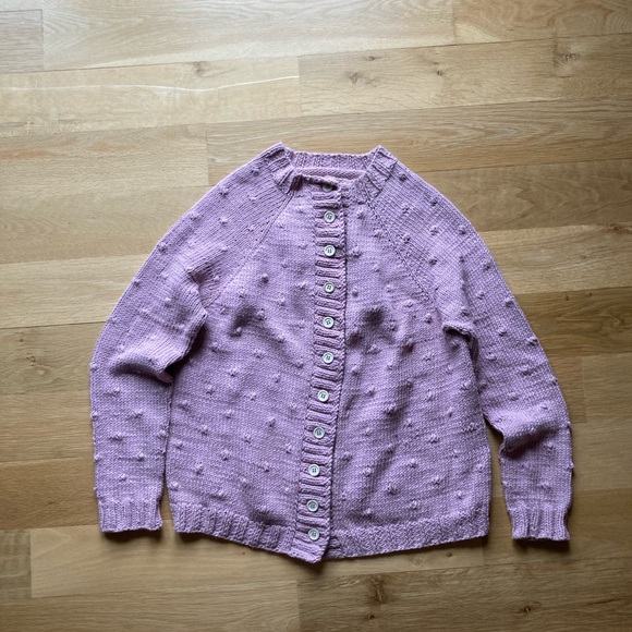 Handmade Bobble Sweater Sz M EUC 100% Cotton Dusty Pink - Picture 8 of 10
